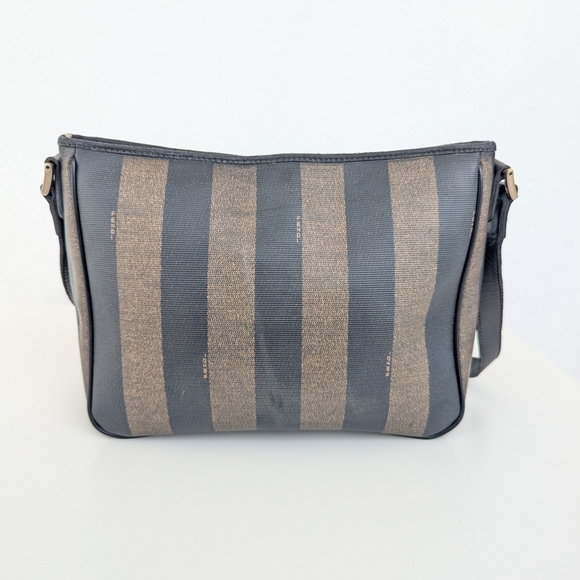 FENDI Black and Taupe Striped Crossbody or Shoulder Bag VTG - Picture 4 of 16